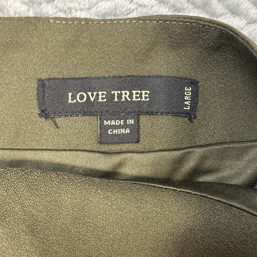 Love Tree Shorts Womens Large Army Green Flat Front Scallop Hem Dress Shorty - Picture 4 of 9